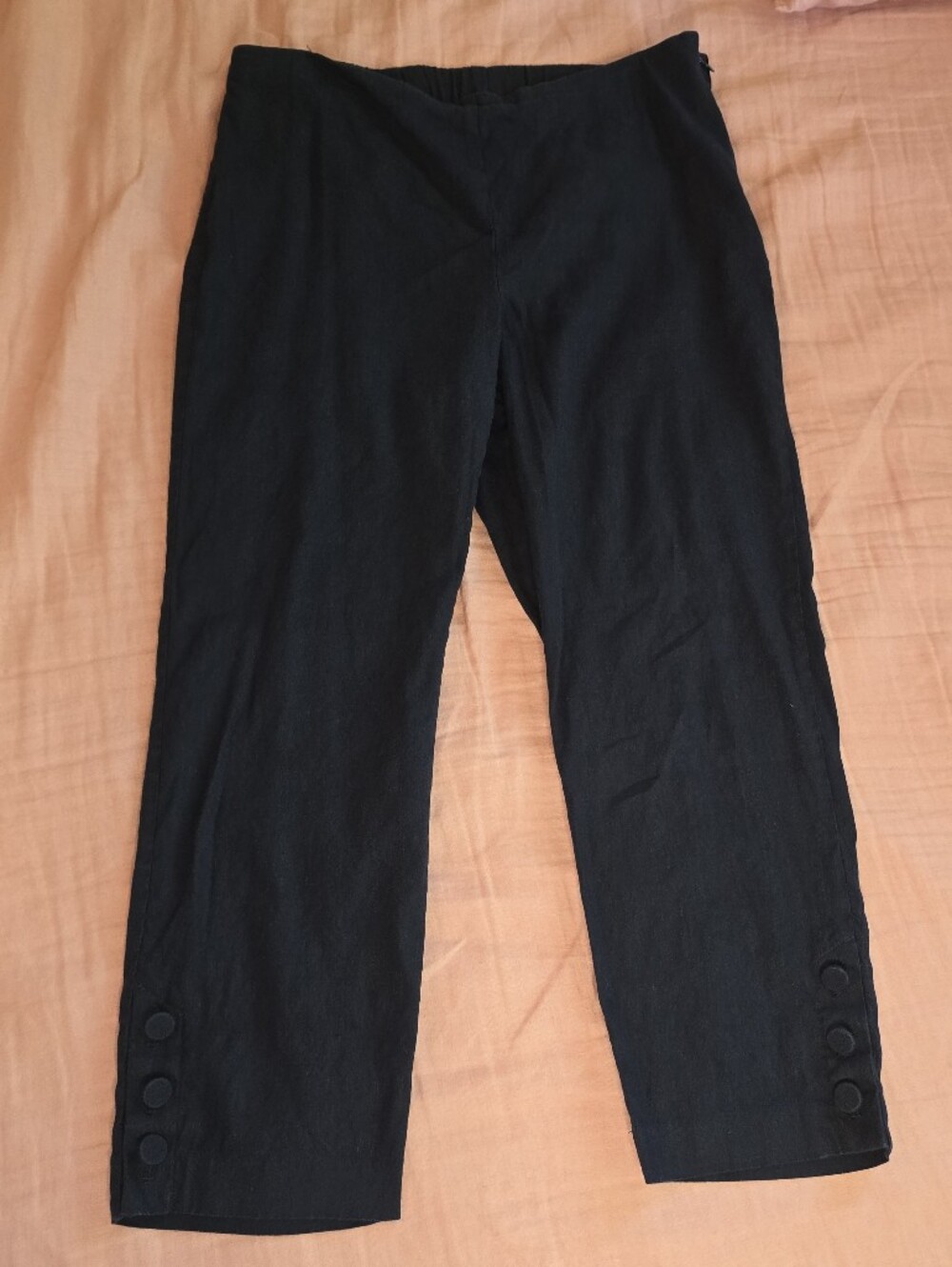 J Jill Linen Stretch Strait Leg Pants with Covered Button Cropped Cuff